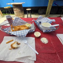 Half order Halibut (2 big filets) and seasoned French fries with coleslaw with tater sauce. Cup of Clam chowder with oyster crackers. Half order Halibut (2 big filets) and seasoned French fries with coleslaw with tater sauce. Cup of Clam chowder with oyster crackers.