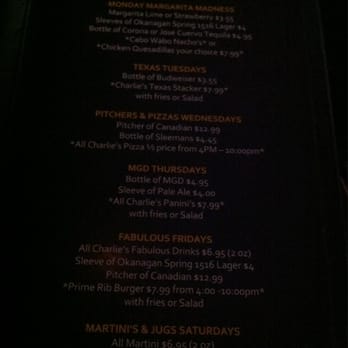 Charlie Hamiltons Pub - Weekly specials - Pubs Near Me - Coquitlam, British Columbia