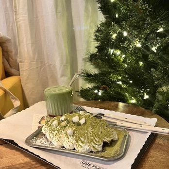 Our Place Dessert Cafe - Matcha Croffle Matcha Strawberry Latte - Cafes Near Me - Edmonds, Washington Our Place Dessert Cafe - Matcha Croffle Matcha Strawberry Latte - Cafes Near Me - Edmonds, Washington