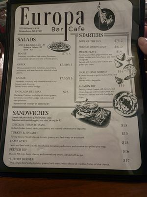 Menu photo 1 Europa Bar & Cafe Greensboro, NC Menu photo 1 Europa Bar & Cafe Greensboro, NC