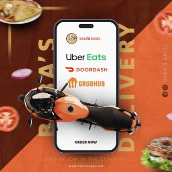 Baba’s Bagel - a smartphone with a food delivery app on the screen - Bagels Near Me - Montgomery, New Jersey