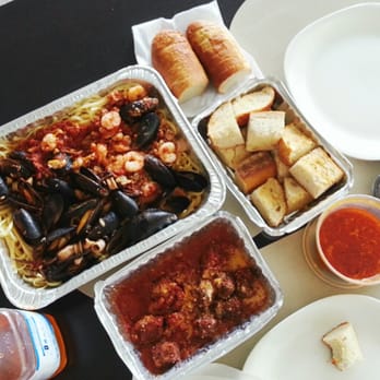 Buca di Beppo Italian Restaurant - Large Frutti di Mare, appetizer meatballs and garlic bread to go - Italian Near Me - Redondo Beach, California Buca di Beppo Italian Restaurant - Large Frutti di Mare, appetizer meatballs and garlic bread to go - Italian Near Me - Redondo Beach, California