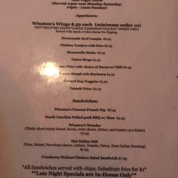 Winston's Cafe - Late night menu. Get the Big Daddy Wings! - New American Near Me - Chesapeake, Virginia Winston's Cafe - Late night menu. Get the Big Daddy Wings! - New American Near Me - Chesapeake, Virginia