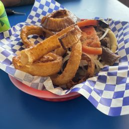Original gyro with onion rings. Best Mediterranean food you can find in Wisconsin! Original gyro with onion rings. Best Mediterranean food you can find in Wisconsin!