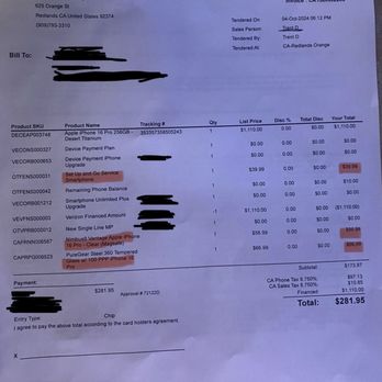 Verizon - Break down of all the crap they charge you! Their $39.99 "set up and go" was disguised as "HELP. They will charge you without telling you! - Mobile Phones Near Me - Redlands, California