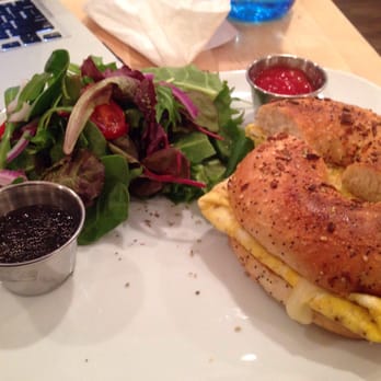 Vineyards Cafe - Even the bagel comes with salad! How?! - Creperies Near Me - Philadelphia, Pennsylvania