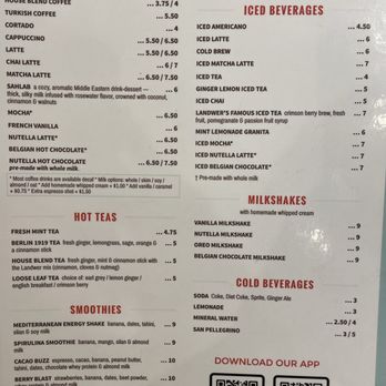 Cafe Landwer - Menu (2/2) as of 9/26/26 - Breakfast & Brunch Near Me - Boston, Massachusetts