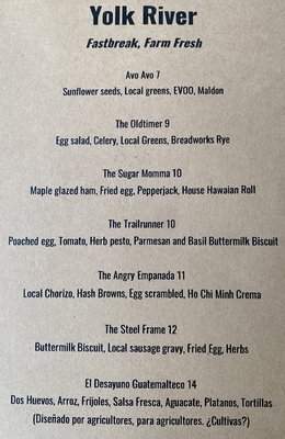 Menu photo 2 Yolk River Paonia, CO Menu photo 2 Yolk River Paonia, CO