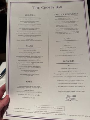 Menu photo 6 The Crosby Bar New York, NY
