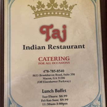 Taj Indian Restaurant - Menu - Indian Near Me - Macon, Georgia