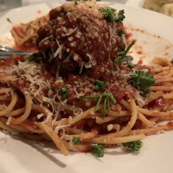 Silvio's - Pasta with spicy red sauce and meatball - Italian Near Me - Louisville, Kentucky Silvio's - Pasta with spicy red sauce and meatball - Italian Near Me - Louisville, Kentucky