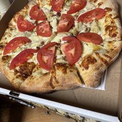 Garbonzo's Pizza - Bob Marley to go- chicken, bacon, tomato, artichoke with white sauce