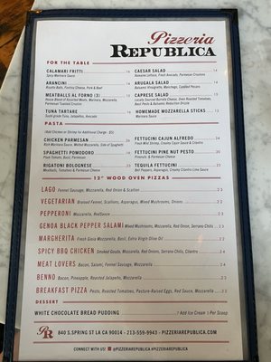 Menu photo 3 Pizzeria Republica Los Angeles, CA