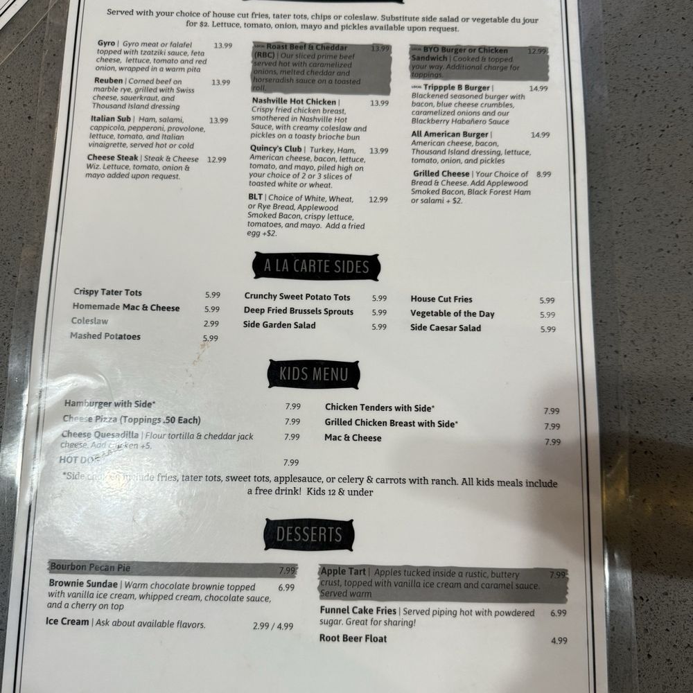 Quincy's - Menu - Bars Near Me - Damascus, Maryland