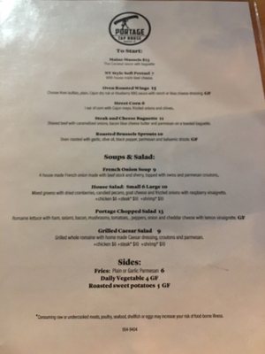 Menu photo 2 Portage Tap House Rangeley, ME