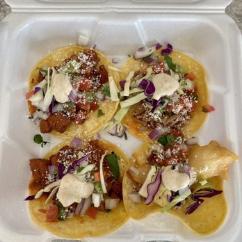 La Casita Olvera - Tacos with condiments on top - Mexican Near Me - Foothill Ranch, California