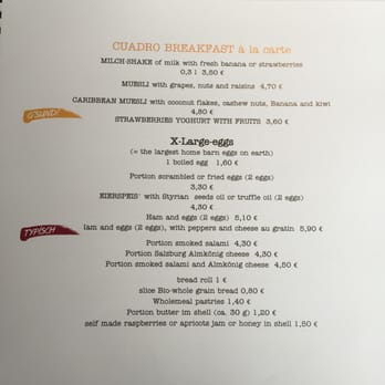 Cuadro - This is their breakfast menu. - International Near Me - Vienna, 9
