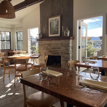 Mirazur Restaurant - Inside beautiful fireplace, you can look outside and see the water - Modern European Near Me - Baywood Park, California