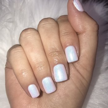 Acryliq Nails - White fairy dust nails! - Nail Salons Near Me - Canoga Park, California