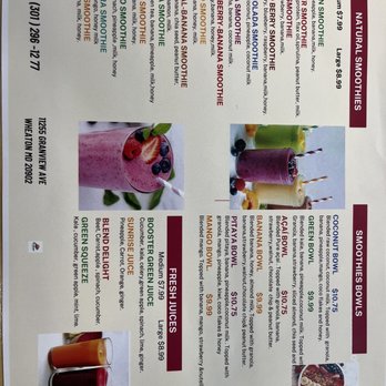 Fruver - menú - Juice Bars & Smoothies Near Me - Wheaton, Maryland