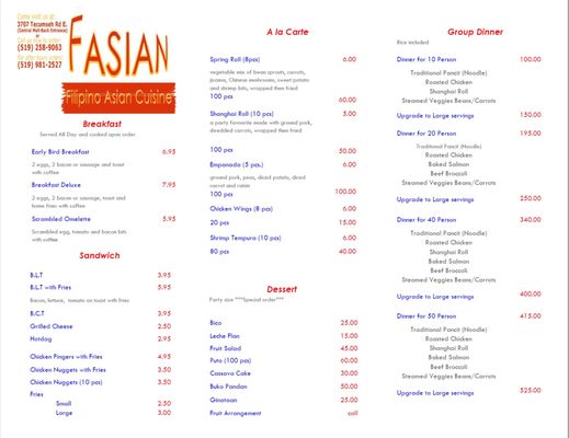 Menu photo 2 Fasian Windsor, ON Menu photo 2 Fasian Windsor, ON