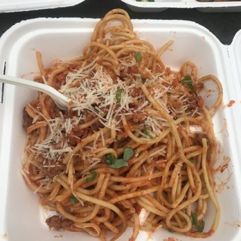 Circus Truck - Bolognese pasta (sans mushrooms in sauce) - Food Trucks Near Me - Ithaca, New York