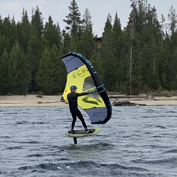 Redfish Lake Lodge - Wind surfing on the lake. - Boating Near Me - Stanley, Idaho Redfish Lake Lodge - Wind surfing on the lake. - Boating Near Me - Stanley, Idaho