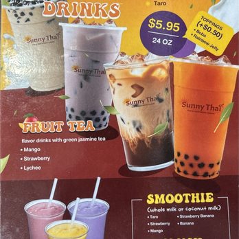 Sunny Thai - The Strawberry Banana smoothie w/ coconut milk was delicious!! - Thai Near Me - Arlington, Texas Sunny Thai - The Strawberry Banana smoothie w/ coconut milk was delicious!! - Thai Near Me - Arlington, Texas