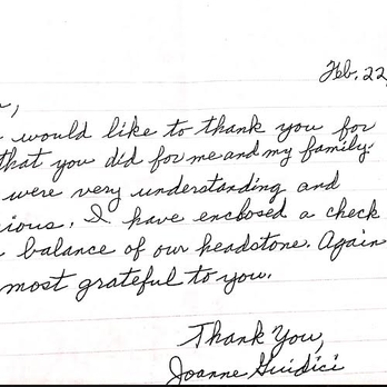 Montrose Memorials - We love getting letters like these from our customers! - Funeral Services & Cemeteries Near Me - Upper Darby, Pennsylvania Montrose Memorials - We love getting letters like these from our customers! - Funeral Services & Cemeteries Near Me - Upper Darby, Pennsylvania