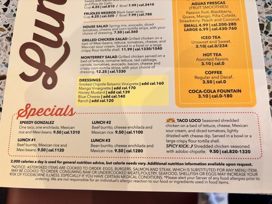 Menu photo 3 La Parrilla Mexican Restaurant Alpharetta, GA