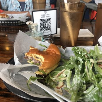 Winter Hill Brewing - Delicious organic beef burger with an organic salad. - Breweries Near Me - Somerville, Massachusetts