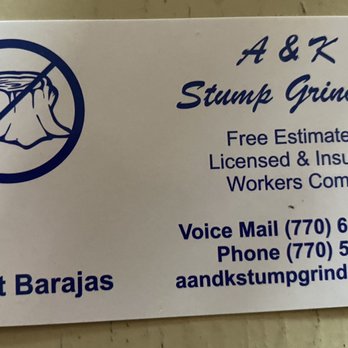 A & K Stump Grinding - Business card - Tree Services Near Me - Woodstock, Georgia A & K Stump Grinding - Business card - Tree Services Near Me - Woodstock, Georgia