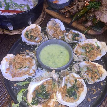 HEM Kitchen And Bar - Grilled Scallion Oil Oysters - Vietnamese Near Me - Houston, Texas HEM Kitchen And Bar - Grilled Scallion Oil Oysters - Vietnamese Near Me - Houston, Texas