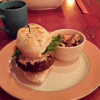 The Cafe - Veggie burger, clearly made in house, with marinated bean salad. - Sandwiches Near Me - Key West, Florida The Cafe - Veggie burger, clearly made in house, with marinated bean salad. - Sandwiches Near Me - Key West, Florida