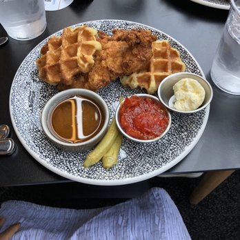 Mesler Kitchen Bar Lounge - Chicken & Pearl Sugar Waffles- delicious! - New American Near Me - Chicago, Illinois Mesler Kitchen Bar Lounge - Chicken & Pearl Sugar Waffles- delicious! - New American Near Me - Chicago, Illinois