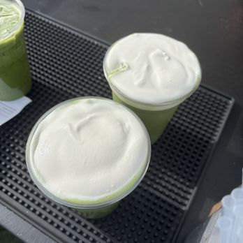 Cowboy Coffee - matcha latte with lavender foam top - Coffee & Tea Near Me - Sunnyvale, California Cowboy Coffee - matcha latte with lavender foam top - Coffee & Tea Near Me - Sunnyvale, California