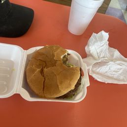 An 8 ounce double burger... yummy!!