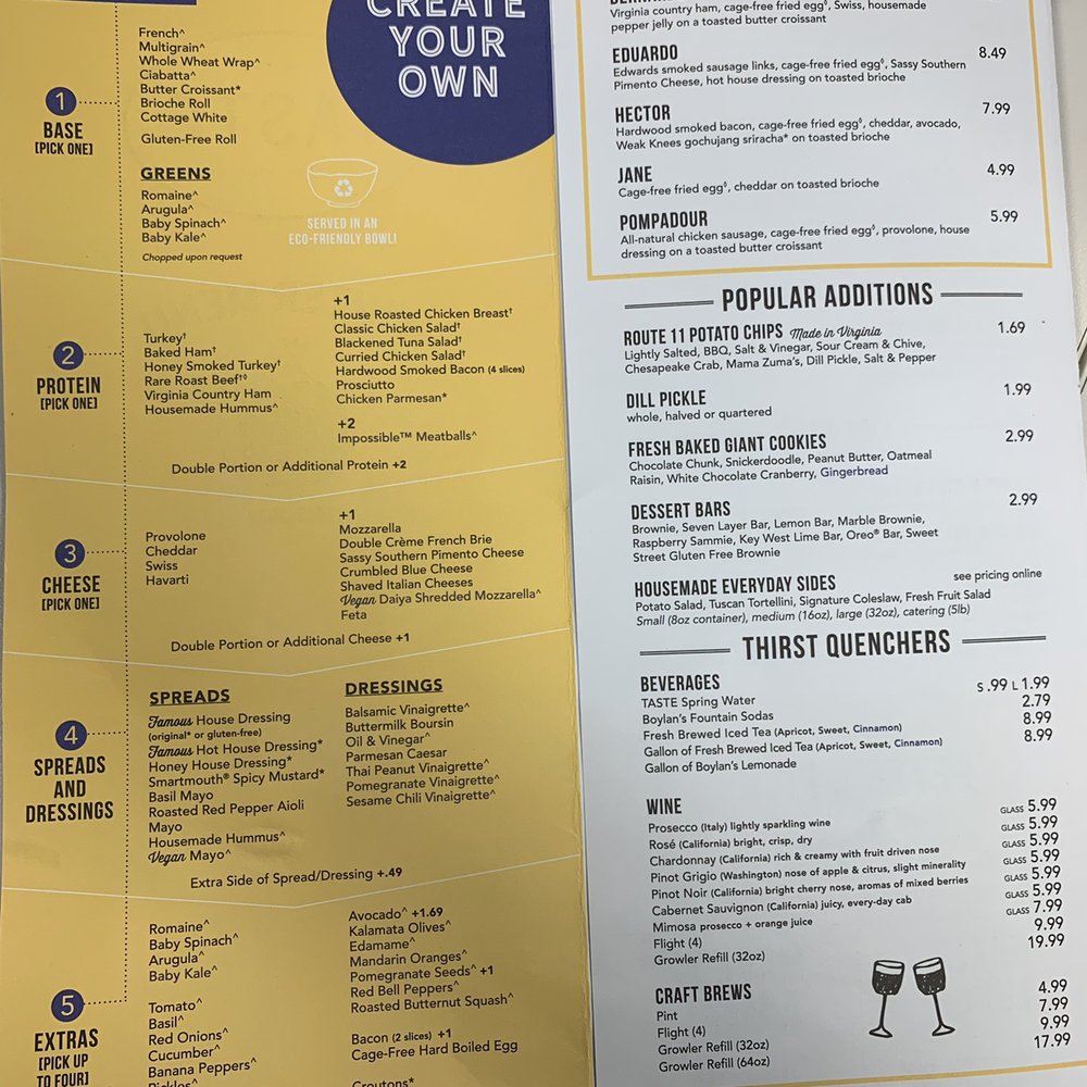 Taste - Menu - Specialty Food Near Me - Suffolk, Virginia