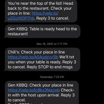 Gen Korean BBQ House - the text message that showed that i was on the list - Barbeque Near Me - Oxnard, California Gen Korean BBQ House - the text message that showed that i was on the list - Barbeque Near Me - Oxnard, California