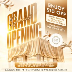 CELEBRATE OUR GRAND OPENING WITH $10 OFF!