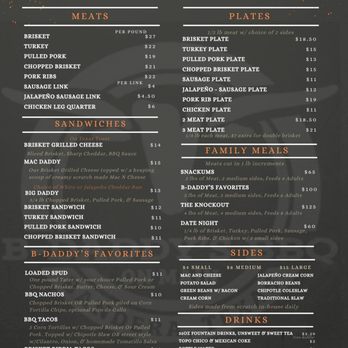 B Daddy’s BBQ on Main - Full menu - Barbeque Near Me - Bandera, Texas B Daddy’s BBQ on Main - Full menu - Barbeque Near Me - Bandera, Texas