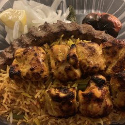 koobideh/chicken combo with lubia polo