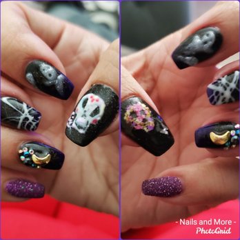 Nails & More - Laycees own Halloween dipped set on her hands - Nail Salons Near Me - Beaumont, Texas Nails & More - Laycees own Halloween dipped set on her hands - Nail Salons Near Me - Beaumont, Texas