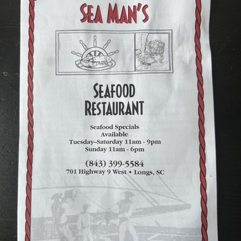 Sea Man's Seafood - the menu for the restaurant - Southern Near Me - Longs, South Carolina Sea Man's Seafood - the menu for the restaurant - Southern Near Me - Longs, South Carolina