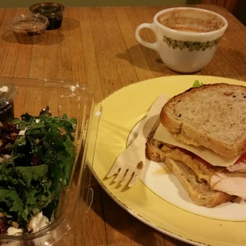 Forage Market - Kale salad with turkey/hummus sandwich and apple/caramel late! - Bagels Near Me - Lewiston, Maine