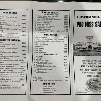 Pho Miss Saigon - February 2024 Menu - Vietnamese Near Me - Glen Burnie, Maryland Pho Miss Saigon - February 2024 Menu - Vietnamese Near Me - Glen Burnie, Maryland