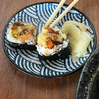 Amami Sushi - Veggie tempura roll slices with ginger - Sushi Bars Near Me - Napa, California