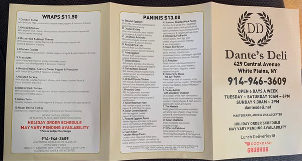 Menu photo 1 Dante Delicatessen White Plains, NY Menu photo 1 Dante Delicatessen White Plains, NY