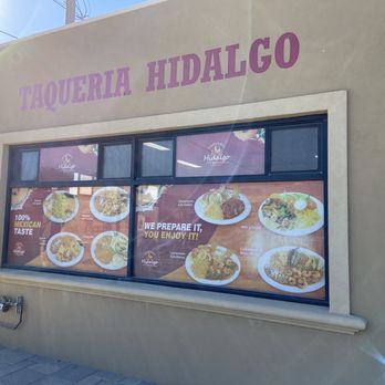 Taqueria Hidalgo - menus displayed in window - Mexican Near Me - Chualar, California