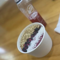 Main Squeeze Juice Co. - Pitaya bowl made with coconut water instead of almond milk. Substitute strawberries for the bananas. Vision Juice!